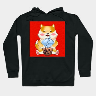 Shiba inu drink boba Hoodie